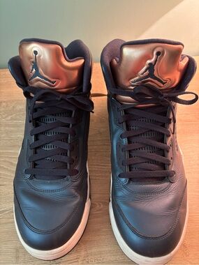 Jordan Men’s Navy Blue and Metallic Copper High-Top Sneakers From 2016